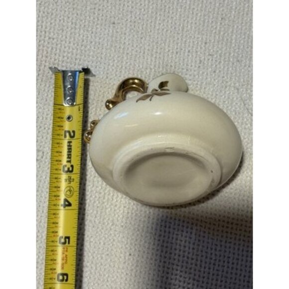 Vintage 1940's Le Pere Pottery Miniature Pitcher White Gold 4 In Tall 4 In Wide - Picture 6 of 7